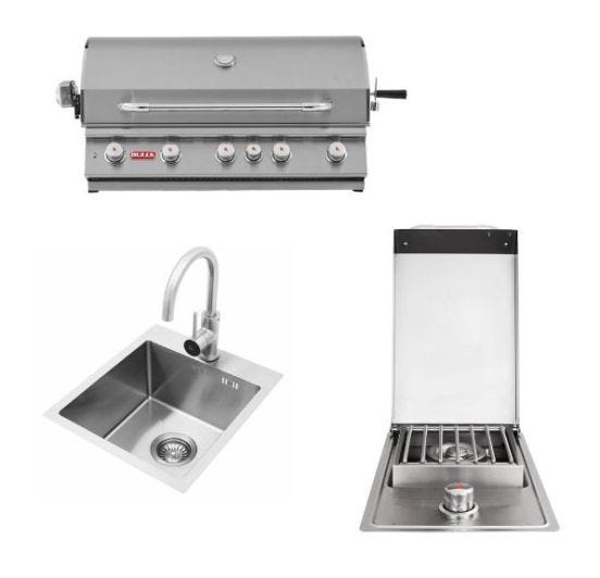 Kit Incasso per Cucina da esterno con Barbecue GPL Brahma, fornello e lavabo Bull