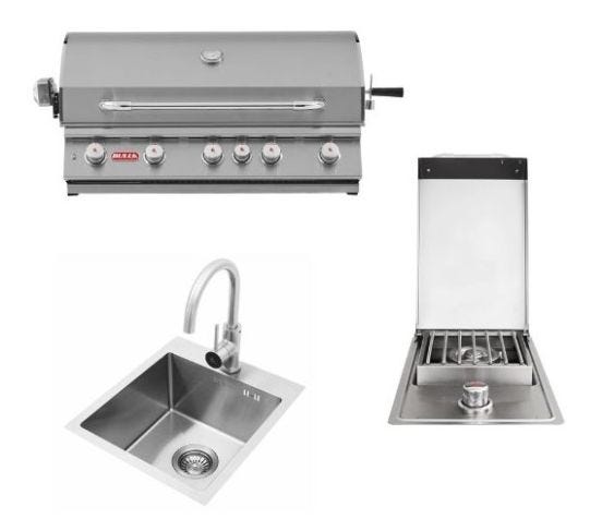 Kit Incasso per Cucina da esterno con Barbecue Metano Brahma, fornello e lavabo Bull