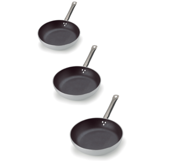 Set 3 padelle Fasa svasate alte in alluminio antiaderente 5mm, con diam. 20,24,28cm 