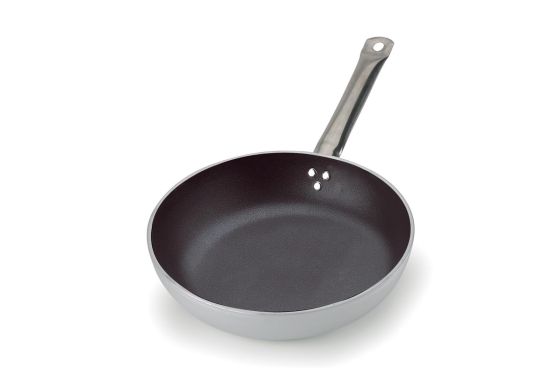 Padella alta in alluminio antiaderente con manico in acciaio inox, spessore 5 mm, diam. 24cm