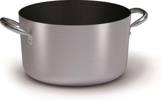 Non-stick aluminum saucepan for induction with two handles, thickness 4mm, diam. 20cm