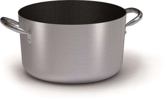 Non-stick aluminum saucepan for induction with two handles, thickness 4mm, diam. 24cm (OUTLET)