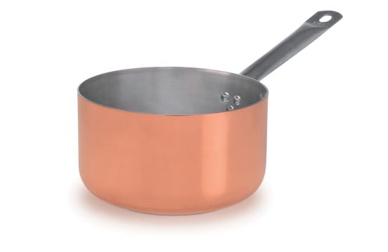 High Casserole in Tinned Copper for induction with a stainless steel handle, diam. 28cm