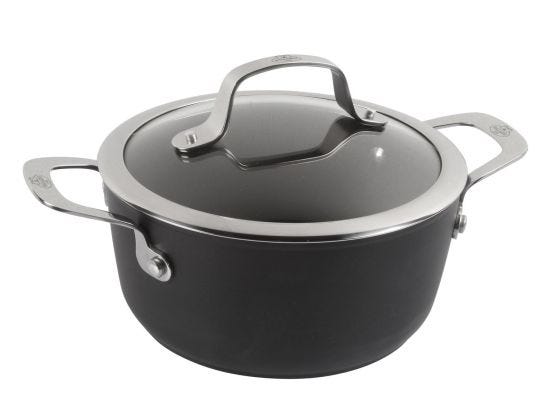Casseruola alta in alluminio antiaderente per induzione con maniglie e coperchio linea Alba, diam. 24cm