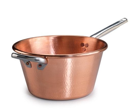 2mm induction &#039;without tin plating&#039; copper polenta pot with handle and handle, thickness 1,2mm, diam. 30cm