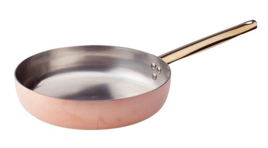 2mm hand-tinned smooth copper pan, a brass handle diam. 40cm (2ND CHOICE)