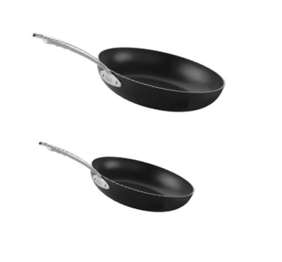 Batteria 2 Padelle svasate in alluminio antiaderente 3mm per induzione di Pentole Agnelli linea 1907 Al-Black , diam. 24/28cm