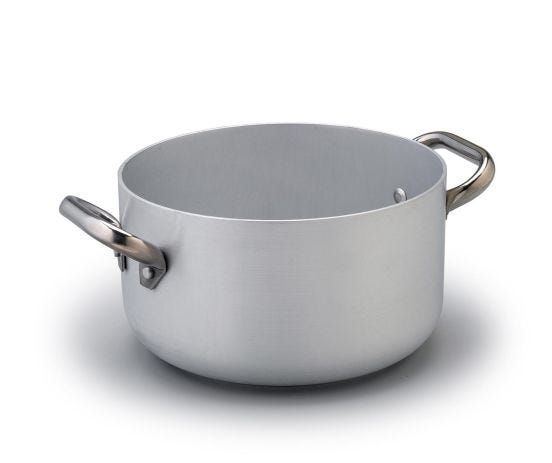 High saucepan in 3 mm aluminum for induction, two handles, diam. 28cm