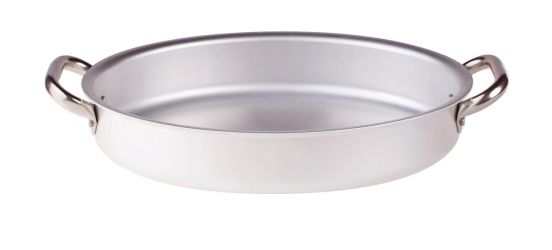 Tegame Ovale per pesce in alluminio 3mm con due maniglie, diam. 30cm