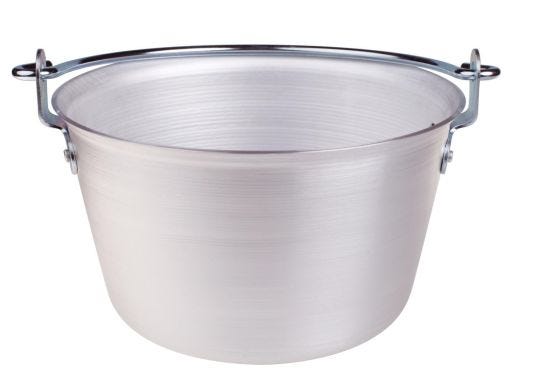3mm aluminum polenta pot with an iron handle, diam. 30cm