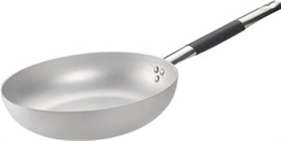 High flared pan in 3mm aluminum for induction with &quot;cool&quot; handle, diam. 36cm