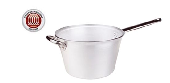 Paiolo Radiante per polenta per induzione in alluminio 5mm con manico e maniglia, diam.24cm