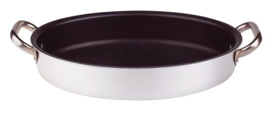 Tegame Ovale per pesce in alluminio antiaderente 3mm con due maniglie, diam. 34cm