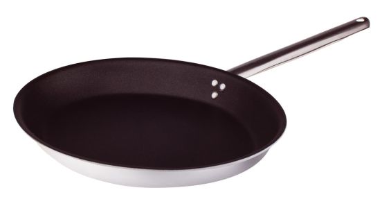Padella Ovale Svasata per pesce in alluminio antiaderente 3mm con un manico, diam. 40x28cm