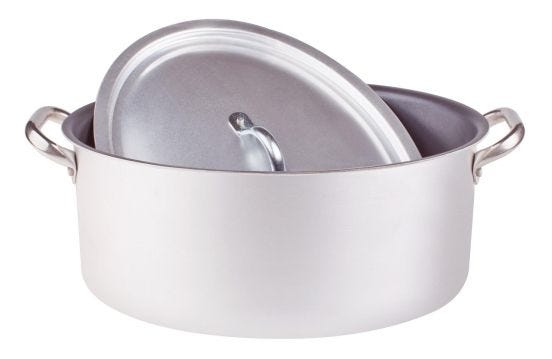 Oval saucepan in non-stick aluminum 3mm with lid, diam. 32cm