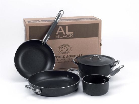 Batteria Pentole per 3-4 persone in alluminio antiaderente Al-Black, 5 pezzi