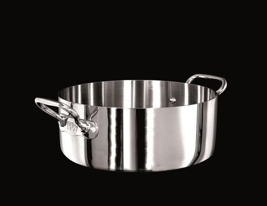 Casseruola Bassa Alu-inox 1907 3ply lucido, per induzione con due maniglie, diam. 32cm
