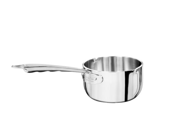 Alta Alu-inox 5-PLy saucepan for induction with one handle and two spouts, diam. 14cm