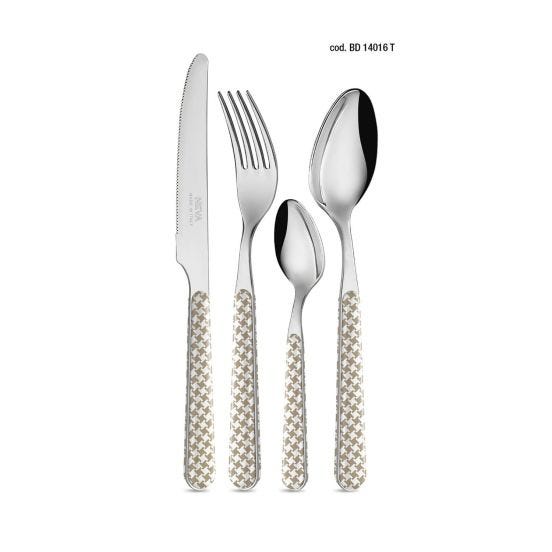 Servizio posate Decoro Pied De Poule tortora 24 pezzi 