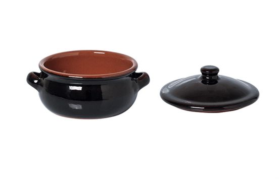 Casseruola in terracotta con coperchio, diam. 15cm