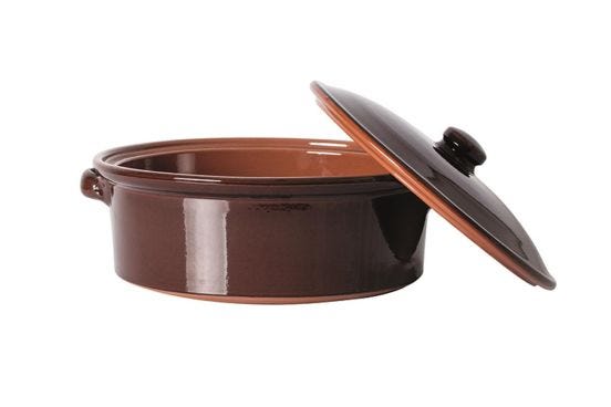 Casseruola con coperchio in terracotta, diam. 32cm