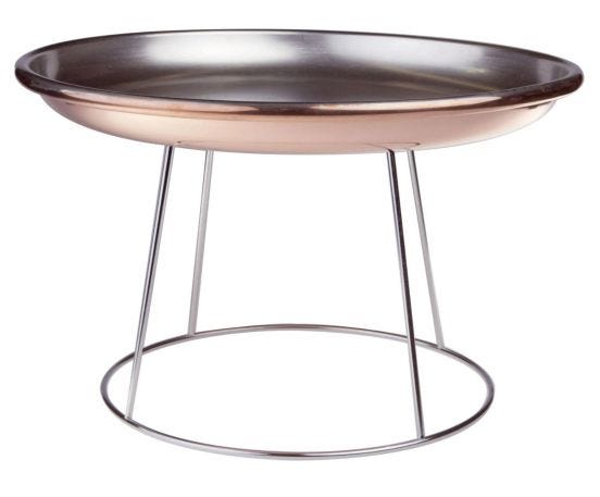 Seafood service kit with copper tray and steel support, diam. 24cm