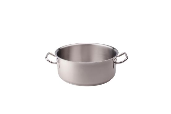 Low saucepan in stainless steel for induction, two handles, diam. 45cm