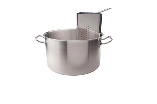 Casseruola in acciaio inox per induzione con 4 colapasta a spicchio alto, diam. 40cm