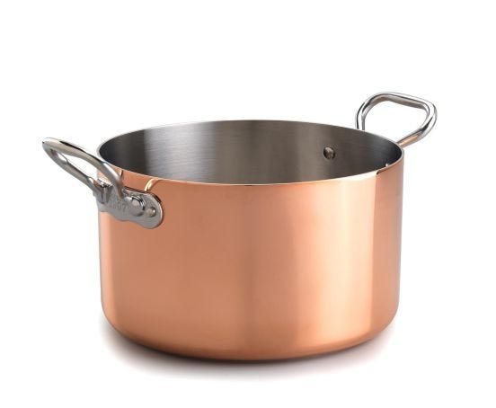 Casseruola Alta in trilaminato Rame  per induzione con due maniglie, diam. 24cm