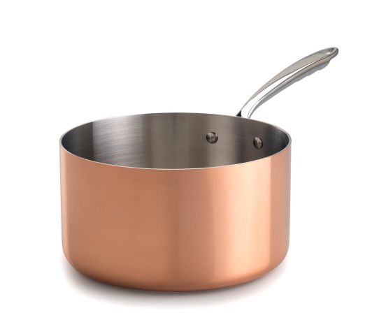 Casseruola Alta in trilaminato Rame per induzione con un manico, diam. 16cm