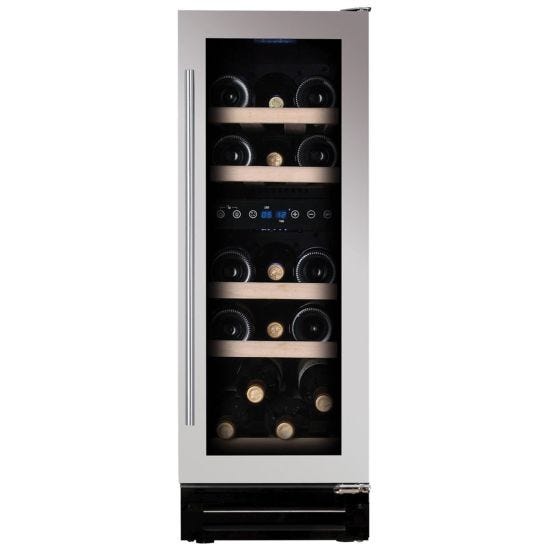 Cantina Linea Exclusive 2 temperat. porta vetrata con cornice inox, cassa nera e maniglia inox – classe G, 17 bottiglie  - DAUF-17.58DSS