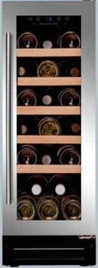 Cantina Linea Exclusive porta vetrata con cornice inox, cassa nera e maniglia inox –  classe G, 19 bottiglie  - DAUF-19.58SS
