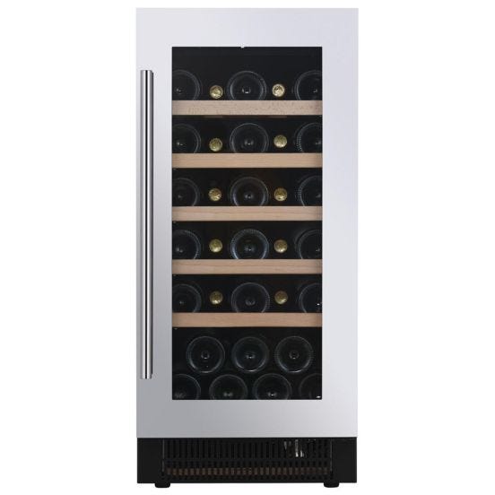 Cantina monotemperatura con cornice porta e maniglia inox - classe F, 32 bottiglie - DAUF-32.83SS