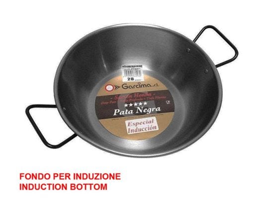 Pan with handles &#039;Linea PATA NEGRA&#039; by Garcima, for induction in brushed iron, special thickness, diam. 28cm