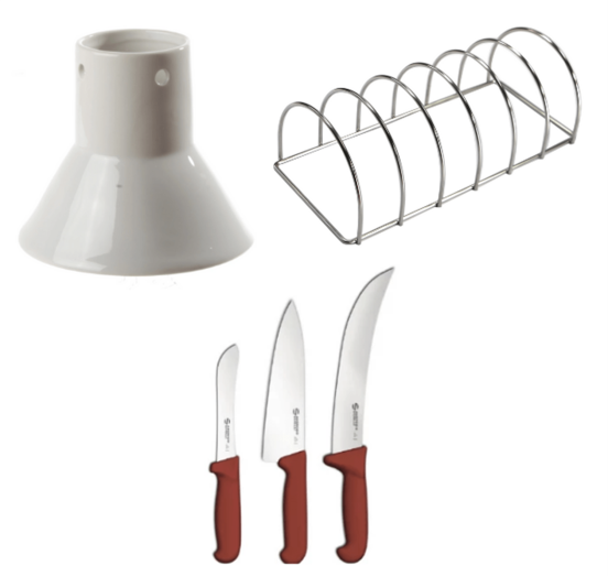 Kit cottura carne al barbecue Kamado Grande e Medio Agnelli con coltelli bbq, 3 pezzi
