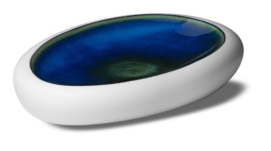 Gourmet oval tray in Le Coq Abyssos porcelain, cm 31,5x21