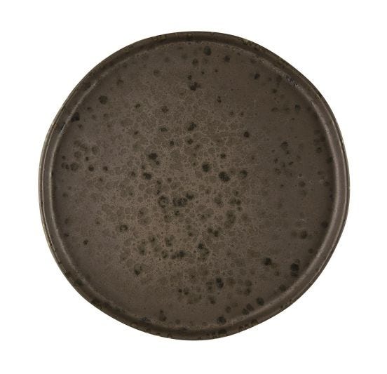 Le Coq Phobos brown fruit plate with rust dots, diam. 20.5cm, 6 pieces