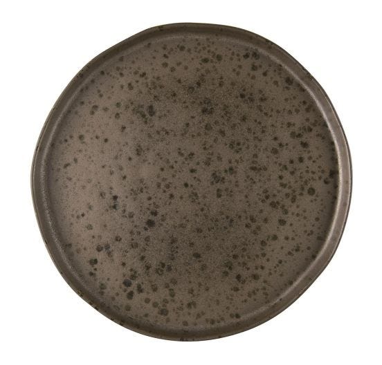 Le Coq Phobos brown round plate with rust dots, diam. 31cm, 6 pieces