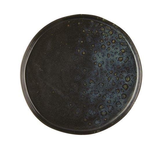 Le Coq Phobos fruit plate black with blue dots, diam. 20.5cm, 6 pieces