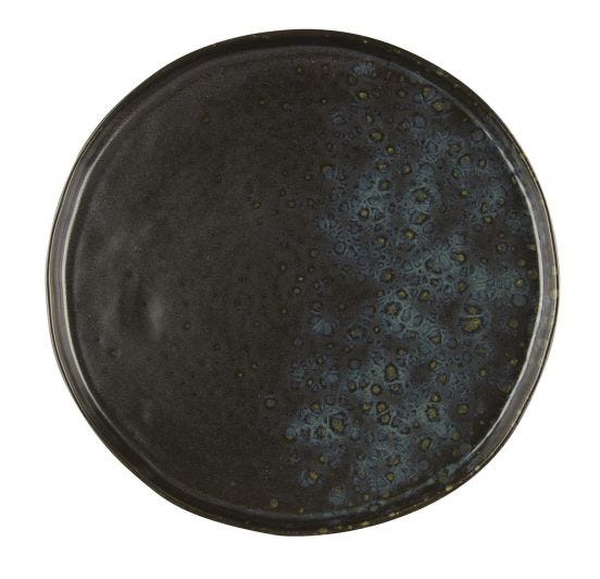 Le Coq Phobos black dinner plate with blue dots, diam. 26.5cm, 6 pieces