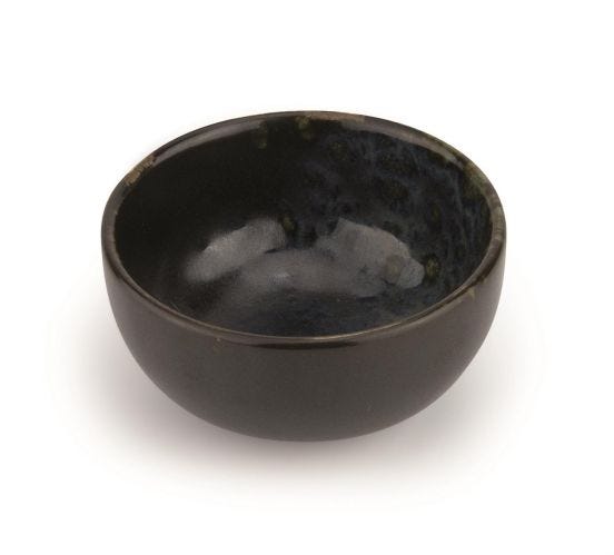 Le Coq Phobos high round black cup with blue dots, diam. 18cm, 6 pieces
