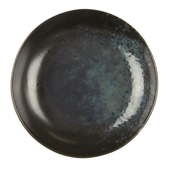 Le Coq Phobos black round bowl with blue dots, diam. 28cm, 6 pieces