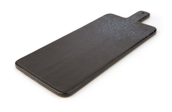 Le Coq Phobos rectangular chopping board with black handle with blue dots, cm 37x15,5