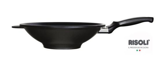 Wok in alluminio pressofuso con manico in bakelite , diam. 32cm