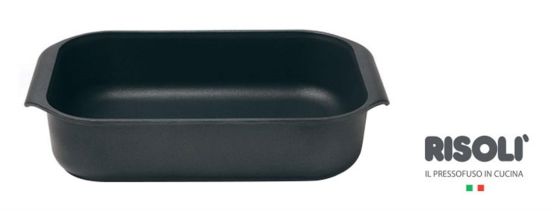 Teglia alta rettangolare in alluminio pressofuso con maniglie di Risolì, diam.40,25cm