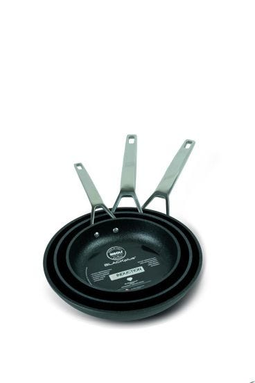 Tris di padelle basse Risolì in alluminio pressofuso con diam. 20-24-28cm - Linea Black Plus 