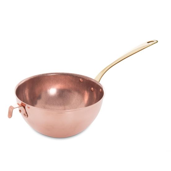Polsonetto in rame non stagnato per pasticceria con manico in ottone di Tanucci, diam.20cm
