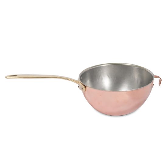 Polsonetto in rame stagnato per bagnomaria con manico in ottone di Tanucci, diam.20cm