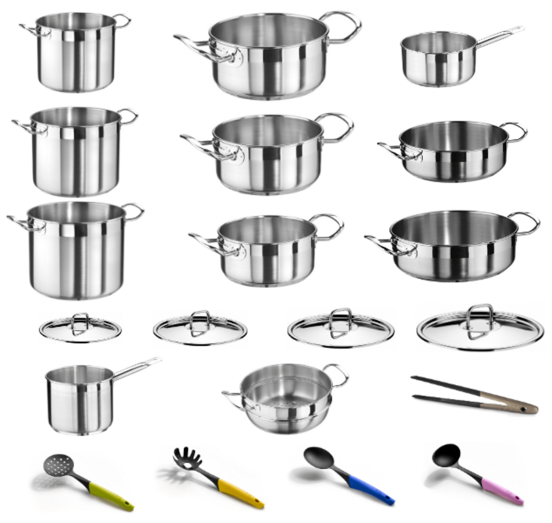 25-piece stainless steel induction coil in gift box, Professional line