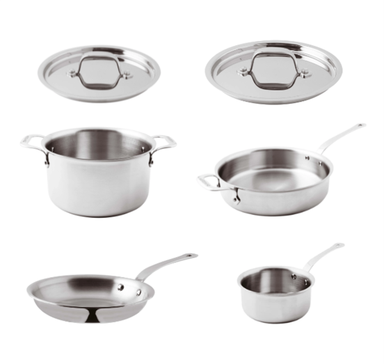 Batteria di Pentole in alu-inox Serie 12200 5-Ply per induzione di Paderno, 6 pezzi
